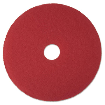 3M 08387 Low-Speed Buffer Floor Pads 5100, 12-Inch Diameter, Red, 5/Carton, Universal, for Cleaning and Working