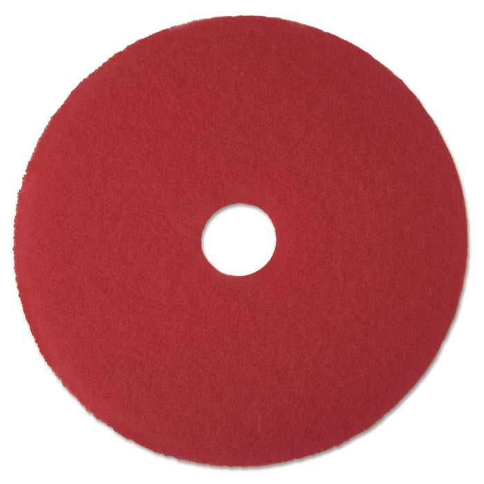 3M 08387 Low-Speed Buffer Floor Pads 5100, 12-Inch Diameter, Red, 5/Carton, Universal, for Cleaning and Working