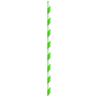 PACKNWOOD 210CHP19EMB-straws drinking green - green and white straws-wrapped green striped straws- biodegradable green stripe
