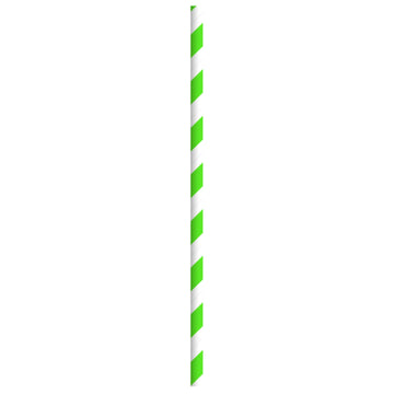 PACKNWOOD 210CHP19EMB-straws drinking green - green and white straws-wrapped green striped straws- biodegradable green stripe