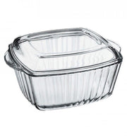 Borcam Square Oven Pot by Pasabahce – 2.6 liters, Tempered Glass, Transparent, Model 1017154