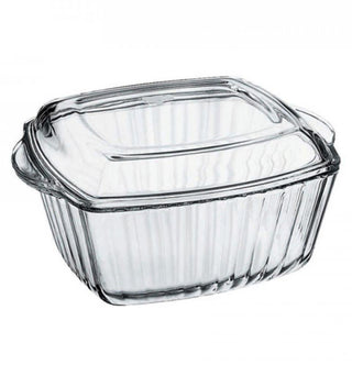 Borcam Square Oven Pot by Pasabahce – 2.6 liters, Tempered Glass, Transparent, Model 1017154
