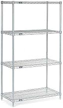 Nexelate Wire Shelving Starter Unit, Silver Epoxy, 24"W X 24"D X 54"H