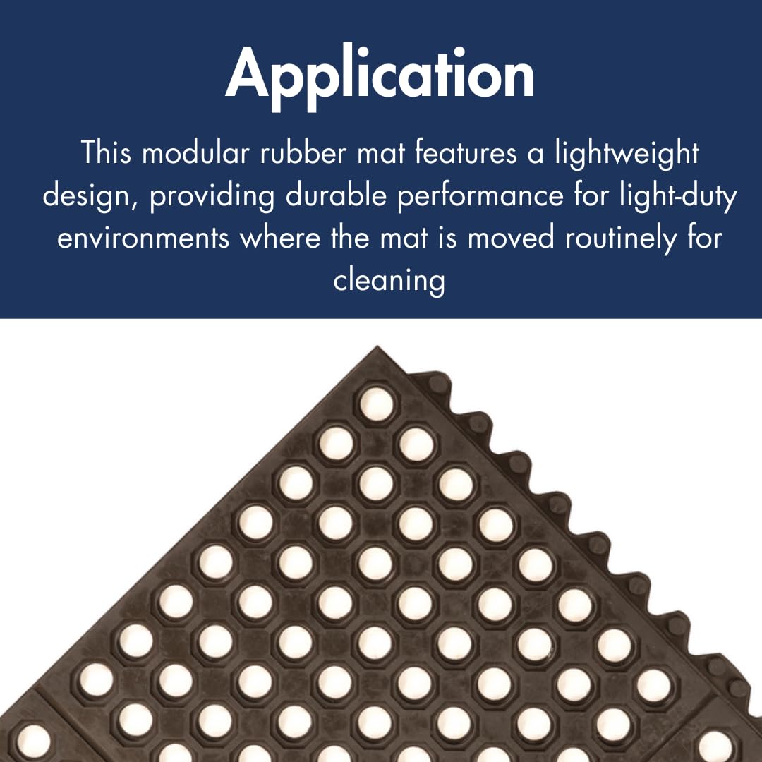 3' x 3' Light-Duty Rubber Drainage Mat by Notrax – Stock Size, Rubber, Black, Model 501S0033BL