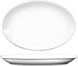 ITI-DO-14 Porcelain Dover 13-1/2 by 9.875-Inch Platter, 12-Piece, White