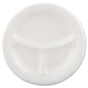 Dart 9CPWQR 9 in White Laminated Foam 3 Comp Plate (Case of 500)