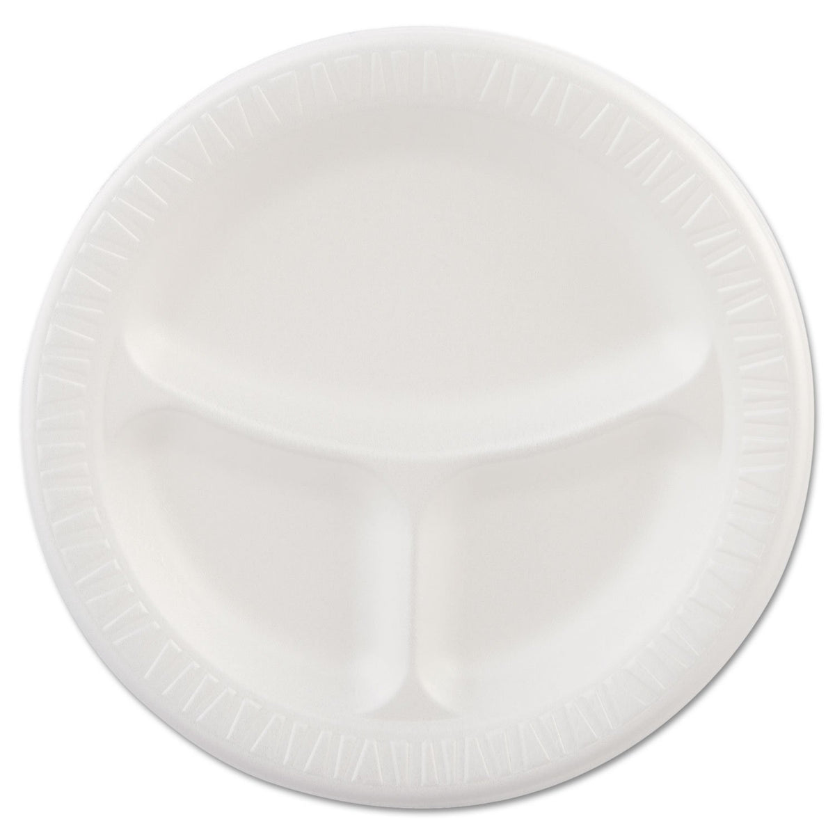Dart 9CPWQR 9 in White Laminated Foam 3 Comp Plate (Case of 500)