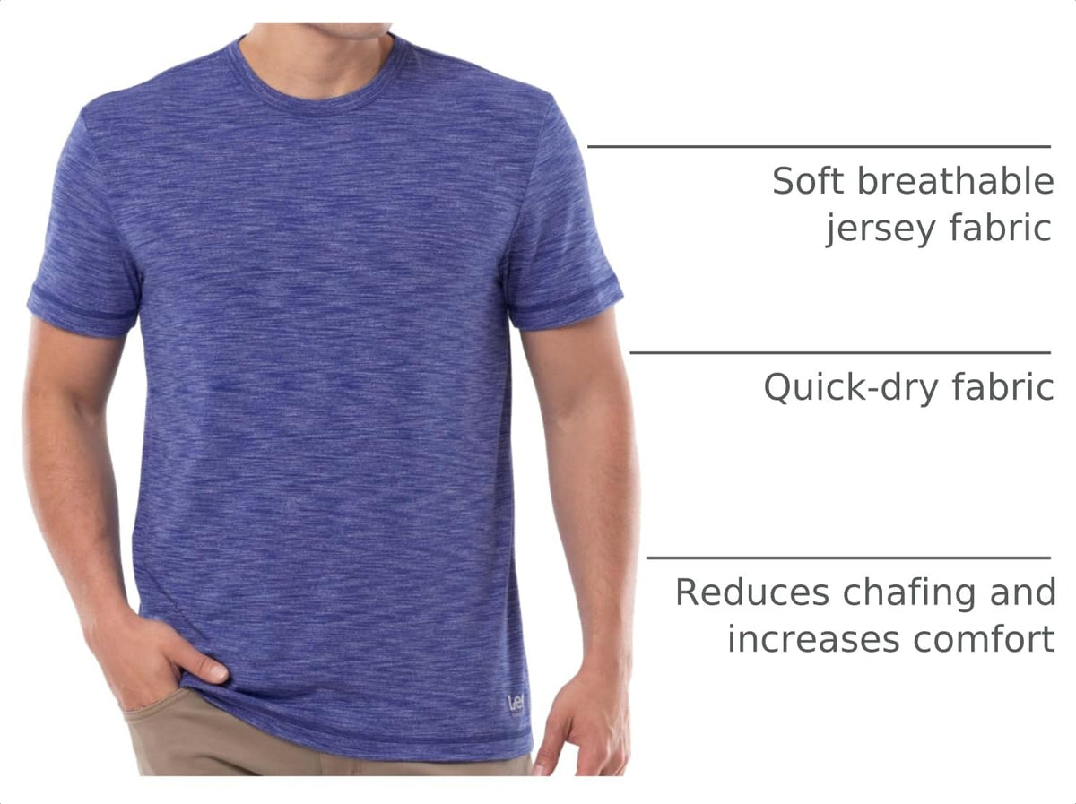Men's Quick Dry Short Sleeve Tee – Jersey, Navy Blue Heather, Model WRT21890