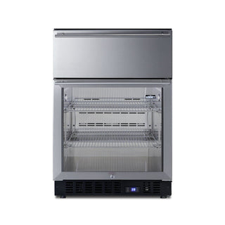 23.63 in. Commercial Refrigerator with Drawer in Stainless Steel by Summit Appliance – 34.0" H x 23.63" W x 23.5" D, 4.76 cubic_feet, Black, Model SCR615TD