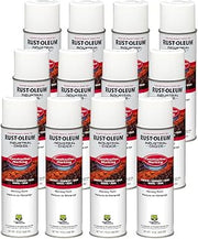 Rust-Oleum Construction Marking Spray Paint, Water-Based, White | M1400 System, 17oz. Construction & survey marking; fast-dry inverted spray for pavement, soil, turf & utilities. Pack of 12.