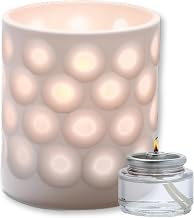 Hollowick Tall Votive Candle Holders, Boutique White Porcelain with Elegant Dot Motif, Ideal for Upscale Dining, Restaurants, Hotel Lobby Bars, Compatible with Liquid Candles