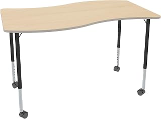 Learniture Structure Series Mobile Wave Collaborative Adjustable Height Table (30" W x 48" L)