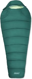 Coleman Cozy 30°F Sleeping Bag with Integrated Removable Fleece Liner, Built in Stuff Stack for Easy Storage, Easy Zip, Easy Clean, Green