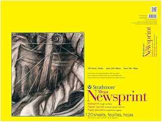 Strathmore 300 Series Newsprint Paper Pad, Tape Bound, 14x17 inches, 50 Sheets (32lb/52g) - Art Paper for Adults and Students - Practice Sketching with Charcoal, Graphite and Pencil