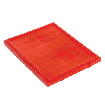 GEC 153; LID LID301 for Stack and NEST Storage Container SNT by QUANTUM STORAGE SYSTEMS – 19"L x 19"W x 1.6"H, Plastic, Red, Model LID301RD