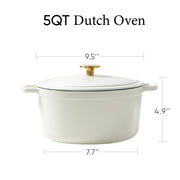 Carote Enameled Cast Iron Dutch Oven, 5 Quart, Cream White