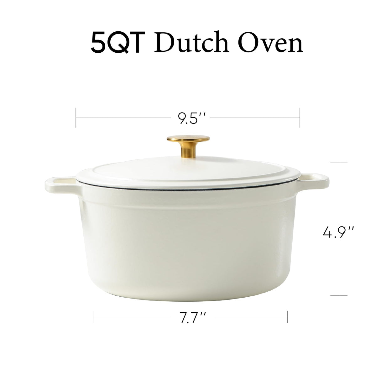 Carote Enameled Cast Iron Dutch Oven, 5 Quart, Cream White