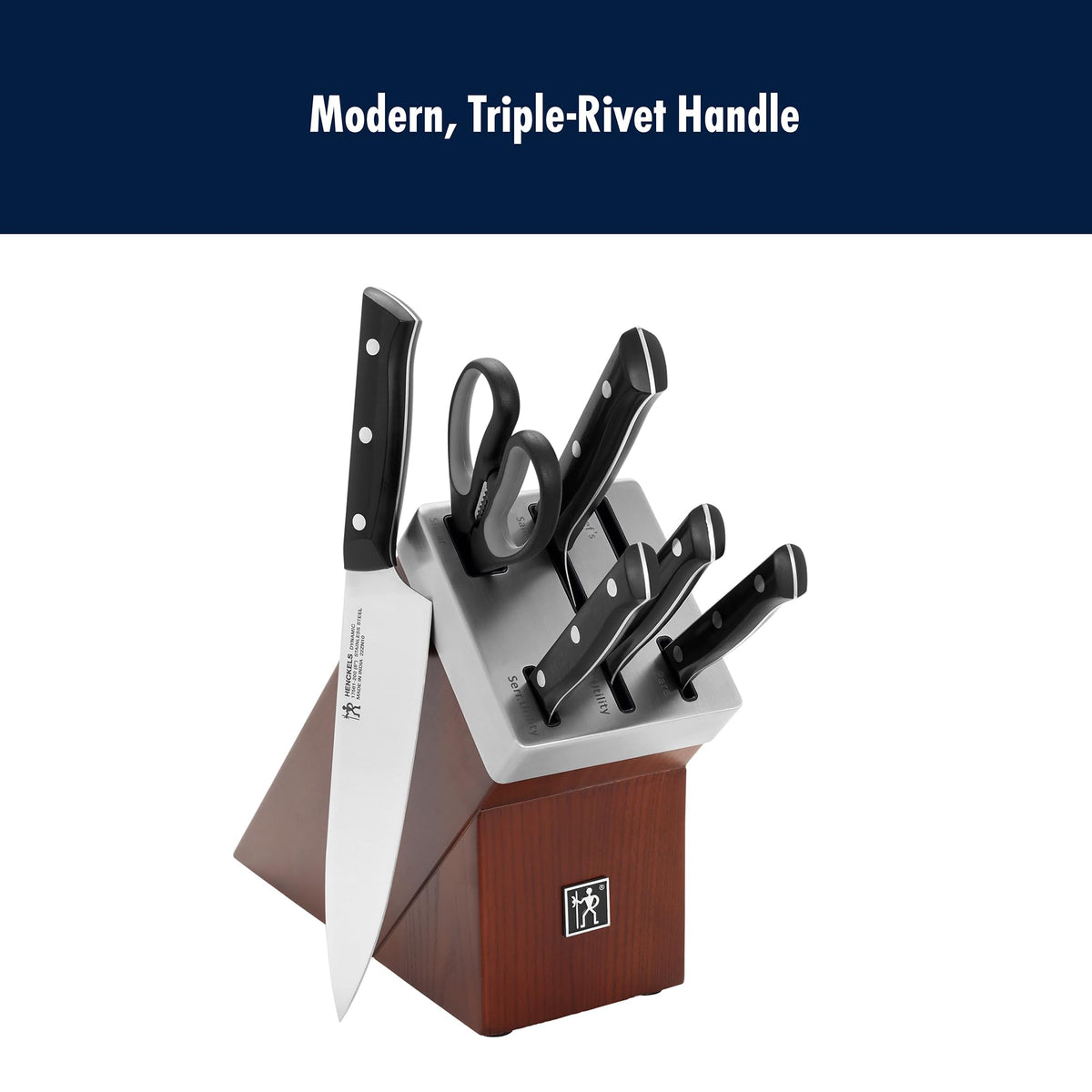 Dynamic Razor-Sharp 7-Piece Knife Set by HENCKELS – 7-pc, Stainless Steel, Brown, Pack of 7, Model 1025353