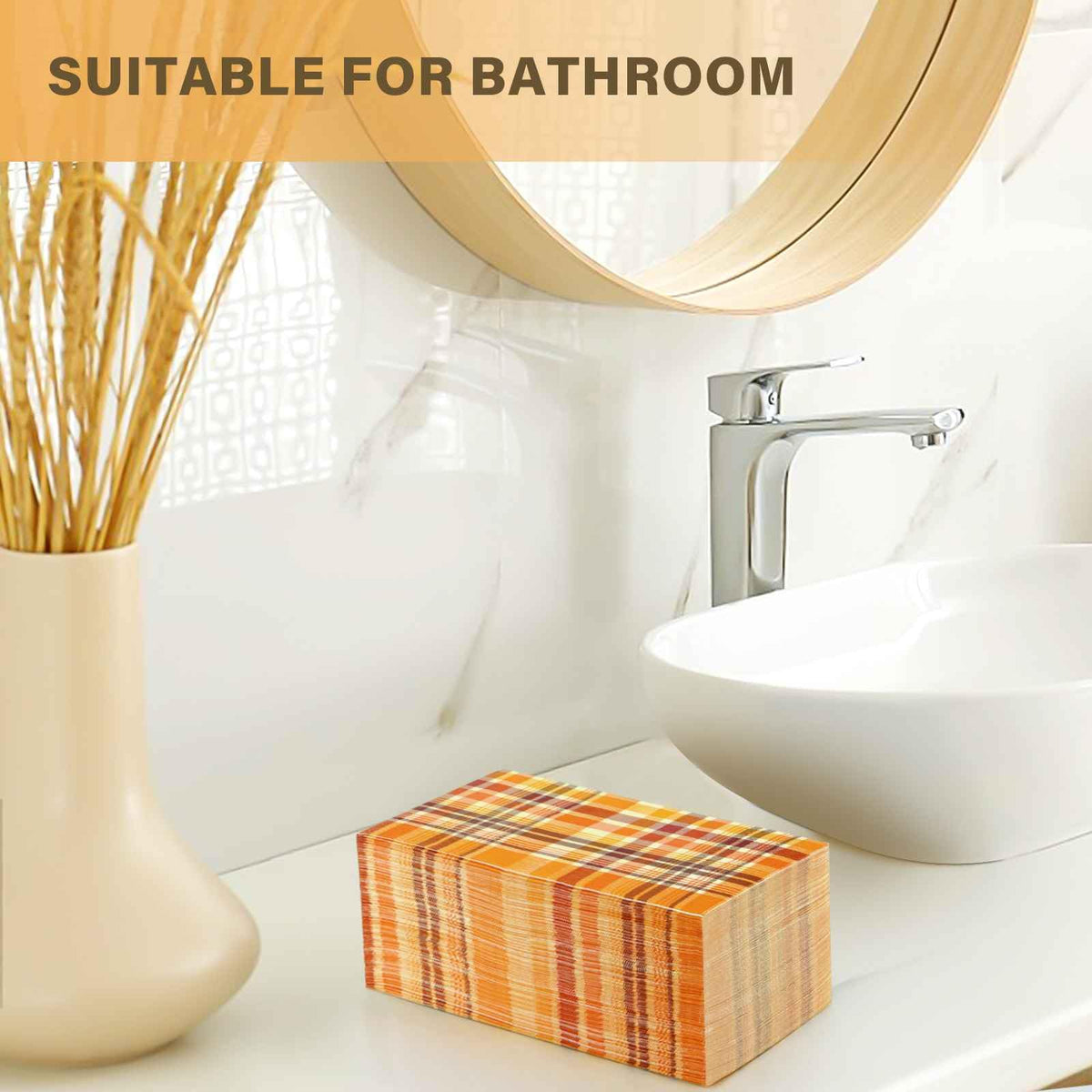 Homlouue Fall Plaid Napkins, 100 Count 3-Ply Disposable, Orange