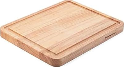 KitchenAid Classic Rubberwood Cutting Board with Perimeter Trench, Reversible Chopping Board, 8-inch x 10-Inch, Natural