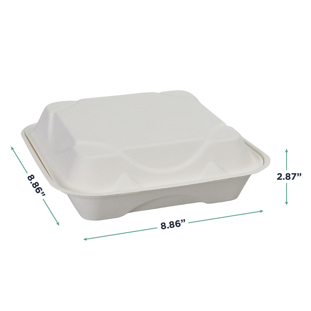 Eco-Products Compostable Vanguard 9" Clamshell To Go Containers by ECO PRODUCTS – 9" x 9", 18.0 ounces, molded fiber, White, Pack of 500
