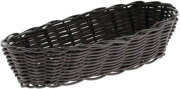 HUBERT Bread Basket Oblong Black Woven Polypropylene - 9" L x 4" W x 1 7/8" H