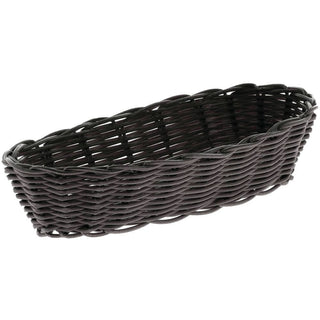 Bread Basket Oblong Black Woven Polypropylene - 9" L x 4" W x 1 7/8" H by HUBERT – Plastic, Black, Model 191538027666
