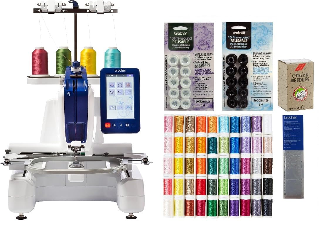 Brother PRS100 + Designio 50ct Thread / Persona + 50pc Bundle / Multi-Color Embroidery Machines