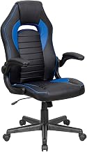 Global Industrial Racing/Gaming Chair, Mid Back, Synthetic Leather, Black/Blue