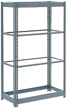 Global Industrial Heavy Duty Shelving 36" W x 12" D x 72" H with 4 Shelves, No Deck, Gray
