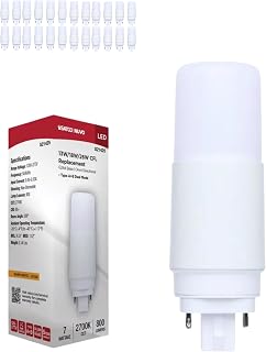 Satco S21425 7W LED PL G24d 2-Pin, Type A/B Dual Mode (Ballast Compatible or Bypass), 2700K Warm White, 800 Lumens, Replaces 13W/18W/26W CFL, Frosted Lens, 120-277V, Damp, NSF (24 Pack)