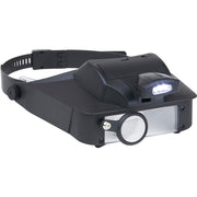 LumiVisor Head Magnifier - Black Head Visor with LED Lighted Magnifier (2x/3x/5x/6x) () by Carson – 10.4" L x 8.1" W x 3.6" H, Acrylic, Black, Model LV-10