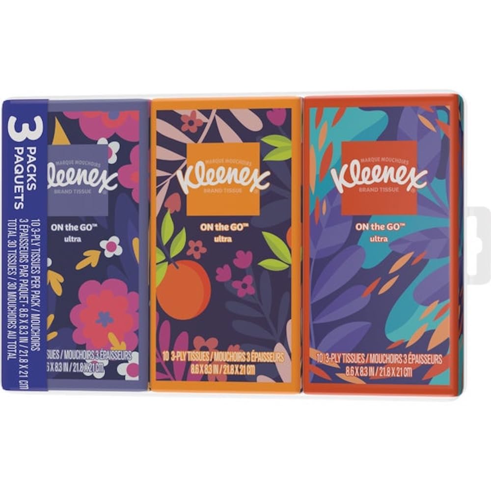 Go Pack Facial Tissue by Kleenex – 30 Count (Pack of 3), Paper, White, Pack of 30, Model SPRICHMMMPF270WPAS
