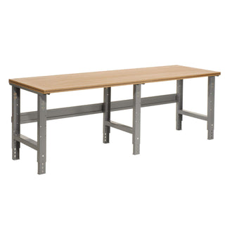 Extra Long Adjustable Height Workbench by Global Industrial – 36"L x 96"W x 3"H, Steel, Gray, Model 183172