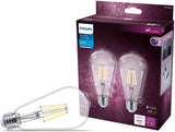 LED Vintage Flicker-Free Clear Straight ST19 Dimmable by PHILIPS – 2 Pack, Glass, Daylight (5000k), Model 564864