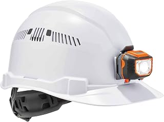 Ergodyne 60146 Vented Hard Hat with Light, Cap Style, Ratchet Suspension, Class C, Skullerz 8972LED White