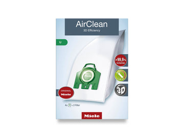 U Vacuum Cleaner Bags for Miele Bagged Upright Vacuums – Standard Pack, 5.45 quarts, Paper, Green, Model 10123230