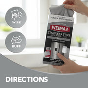 Microfiber Cloth for Stainless Steel by Weiman – 13.8 x 13.8 inches (Pack of 4), Microfiber, Grey, Pack of 4, Model 504DPK2