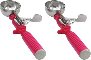 Vollrath 47145 Round Stainless Steel Dishers, Set of 2 (Size 24, 1 1/3-Ounce, Red)