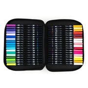 Art Marker Travel & Gift Set: 54 Color Dual Brush Pen Set with Zipper Marker Case (Oyster) - Includes Color Blending Palette Kit by Tombow – Model 56255, 56256, 56257