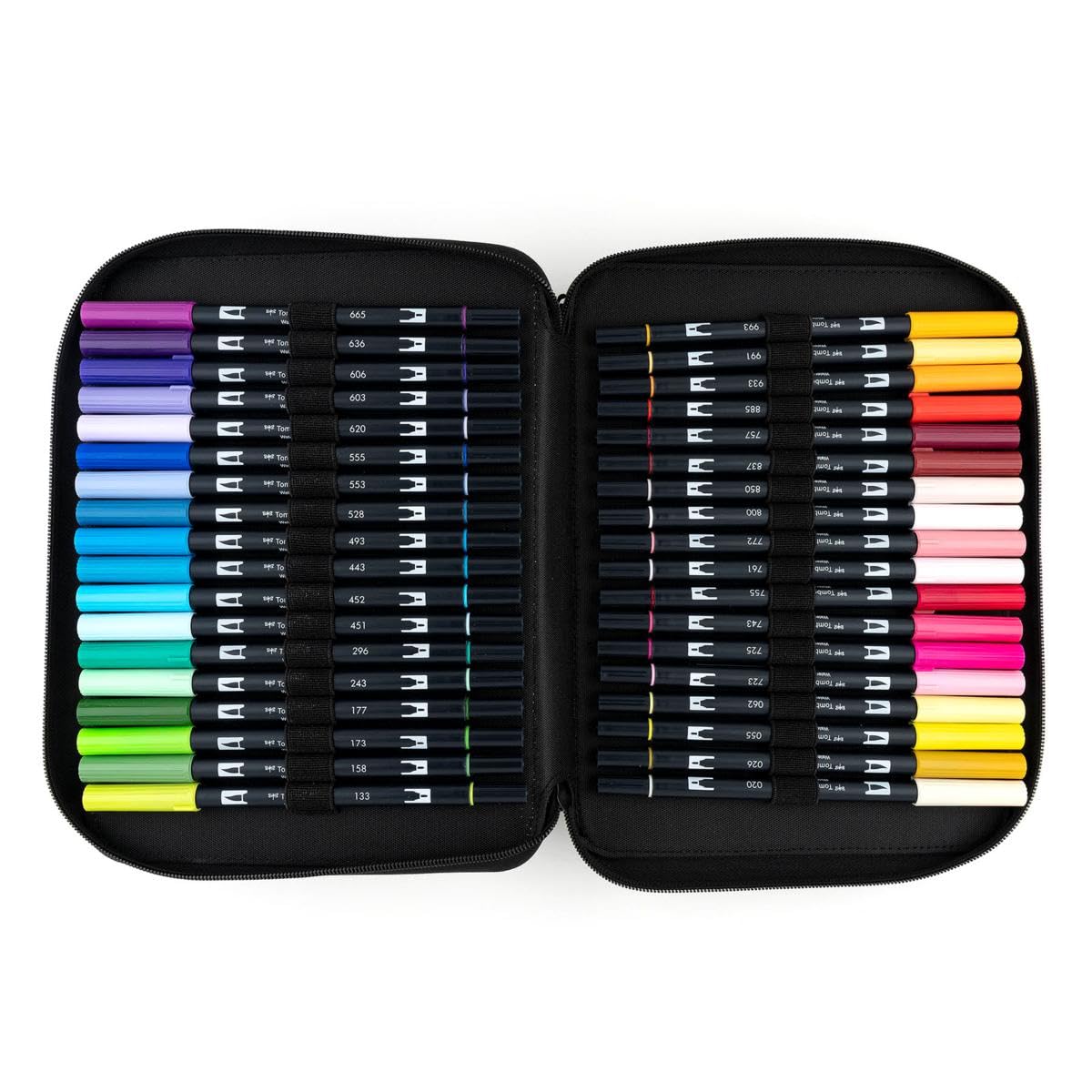 Art Marker Travel & Gift Set: 54 Color Dual Brush Pen Set with Zipper Marker Case (Oyster) - Includes Color Blending Palette Kit by Tombow – Model 56255, 56256, 56257