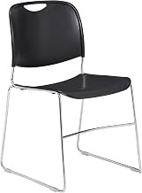 Global Industrial Plastic Stack Chair, Black, 4/Pack, Lot of 4