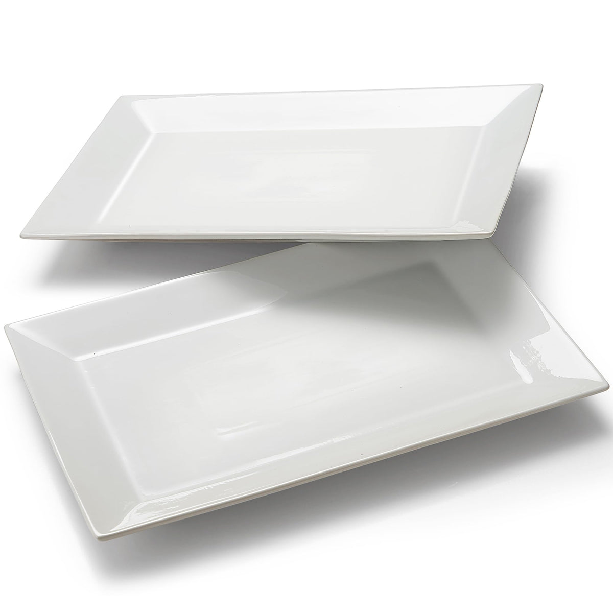 Meideal Porcelain Serving Platters, 18 x 12 Inch Rectangular, Set of 2 White