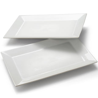 Meideal Porcelain Serving Platters, 18 x 12 Inch Rectangular, Set of 2 White