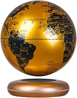 Geographical Globe Floating Globe - with LED Light - 8 Inch Luminous Large Globe - Kids Educational Gift Tool Home Office Desktop Decoration Gold