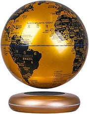 Geographical Globe, Floating Globe - with LED Light - 8 Inch Luminous Large Globe - Kids Educational Gift Tool Home Office Desktop Decoration, Gold