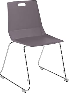 National Public Seating NPS LuvraFlex Stack Chair with Charcoal Polypropylene Back/Seat, Chrome Frame