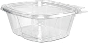 Dart CH16DEF 16 oz Tamper-Resistant Clear Hinged Container with Flat Lid (Case of 200) | 5.5" x 4.9" x 2.5", Clear, Leak-R...