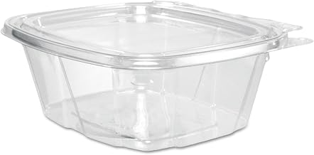 Dart CH16DEF 16 oz Tamper-Resistant Clear Hinged Container with Flat Lid (Case of 200) | 5.5" x 4.9" x 2.5", Clear, Leak-R...