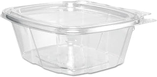 Dart CH16DEF 16 oz Tamper-Resistant Clear Hinged Container with Flat Lid (Case of 200) | 5.5" x 4.9" x 2.5", Clear, Leak-R...